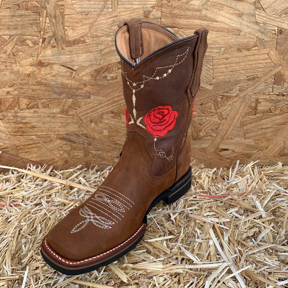 WOMEN'S WESTERN RODEO COWGIRL BOOTS GENUINE LEATHER BOTA DAMA VAQUERA BROWN 706